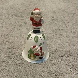 Vintage Ceramic Santa Bell Christmas‎ Ornament Taiwan Holiday Decoration